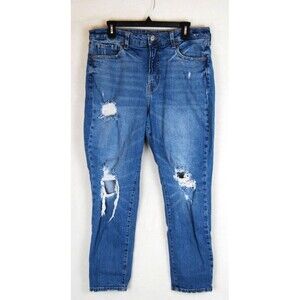 Old Navy Jeans Womens 14 Distressed O.G. Straight High Rise Secret Slim Pocket